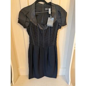Aurelio Costarella Violine Black Mixed Media Corset Dress AC4/020/6 Size 1 NEW